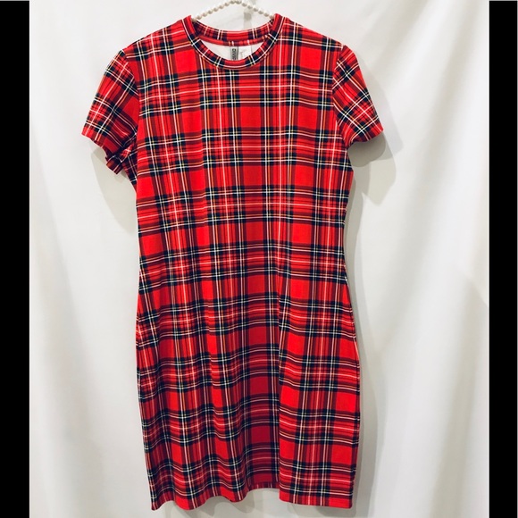 NWT - H&M Divided Tartan Plaid Bodycon Dress - Picture 2 of 6